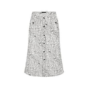 MARYLING玛俪琳夏季新品黑白撞色蕾丝鱼尾半身裙A1ECW72570