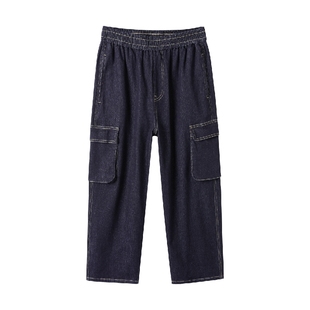 【工装风软牛仔】小猪托尼男胖童牛仔长裤防褪色中大童加肥棉质秋