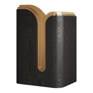 众匠坊茶楼门口迎宾台店铺接待台咨询台黑色木纹高端咨客台收银台