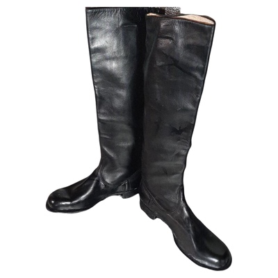 黑色皮革苏联长筒靴子马靴战斗靴