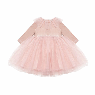 2025秋冬新款女童法式公主风连衣裙蓬蓬感拜年服生日礼服表演裙