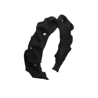 弗弗西FFX黑色水晶百褶布艺发箍女款高级感发饰基础款高颅,顶头箍