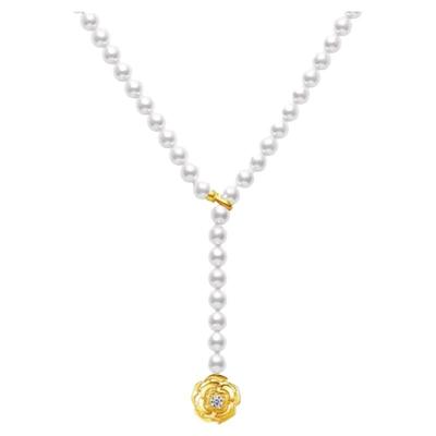 可调节中长款强光施家珍珠项链旗袍女高级感毛衣链颈链2024新款