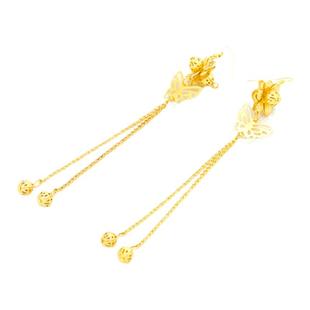 中式古装新娘耳环金色流苏耳坠结婚旗袍秀禾服耳饰龙凤褂发冠配饰