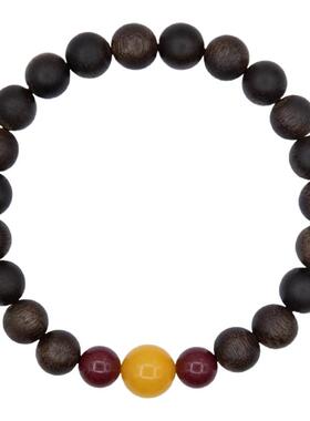 天然文莱沉香手串女款小米珠朱砂蜜蜡国潮文玩佛珠盘玩木质手链饰