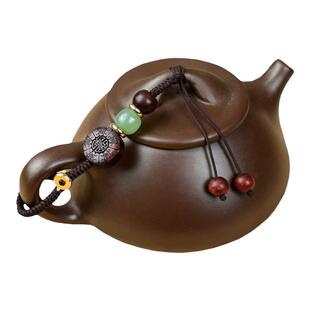 茶壶盖防摔绳西施石瓢壶通用手工创意高档玉石紫砂壶杯盖可调节绳