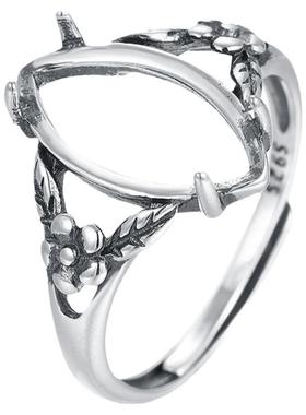 女士S925纯银复古中国风马眼戒托