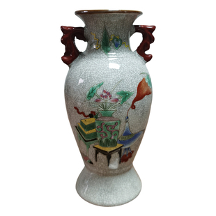 景德镇大清乾隆开片裂纹釉新中式桌面花瓶摆件仿古瓷器玄关博古瓶