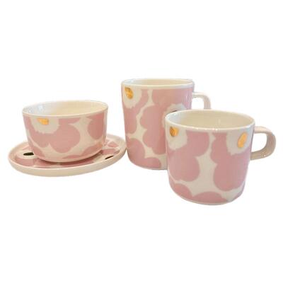 粉金马克杯咖啡杯碟碗芬兰