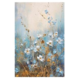 纯手绘油画花卉抽象装饰画轻奢玄关客厅北欧背景肌理风景艺术挂画