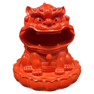 保真朱砂红砂吞金兽独角兽飞天貔貅摆件上古吉祥物开口吸金坐神兽