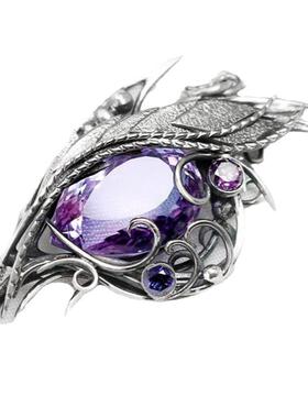 纯银紫蓝色亚历山大岩项链银丝