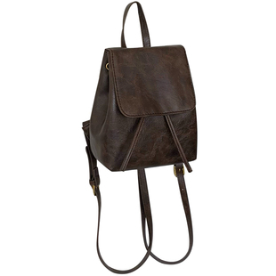 ins同款小巧复古棕色双肩包女2026春夏新款简约文艺百搭单肩包