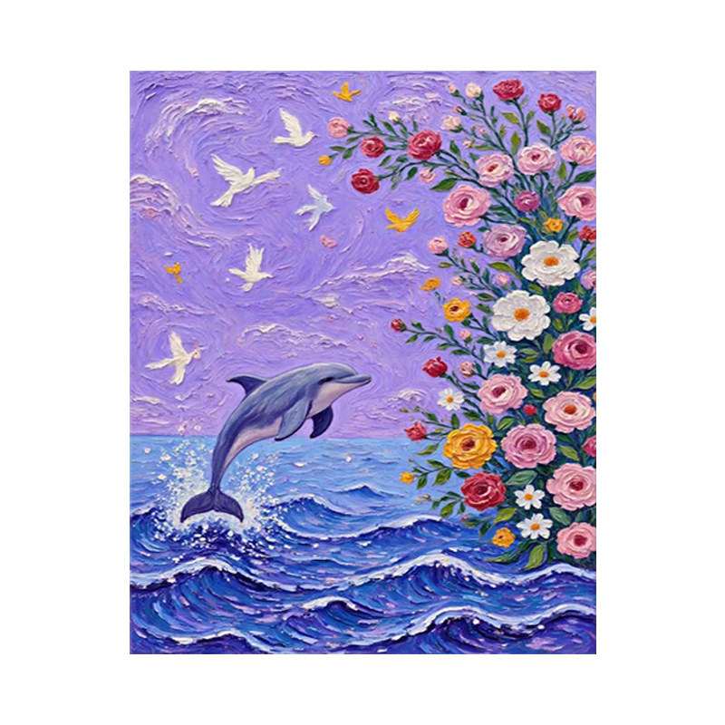 diy数字油画定制海豚装饰画