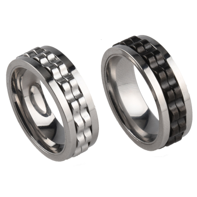 潮牌可转动波浪齿轮戒指