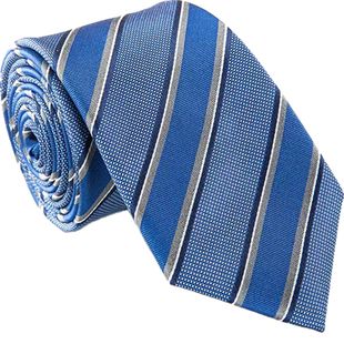 隆庆祥男士时尚潮流撞色蓝色条纹领带衬衫搭配商务休闲