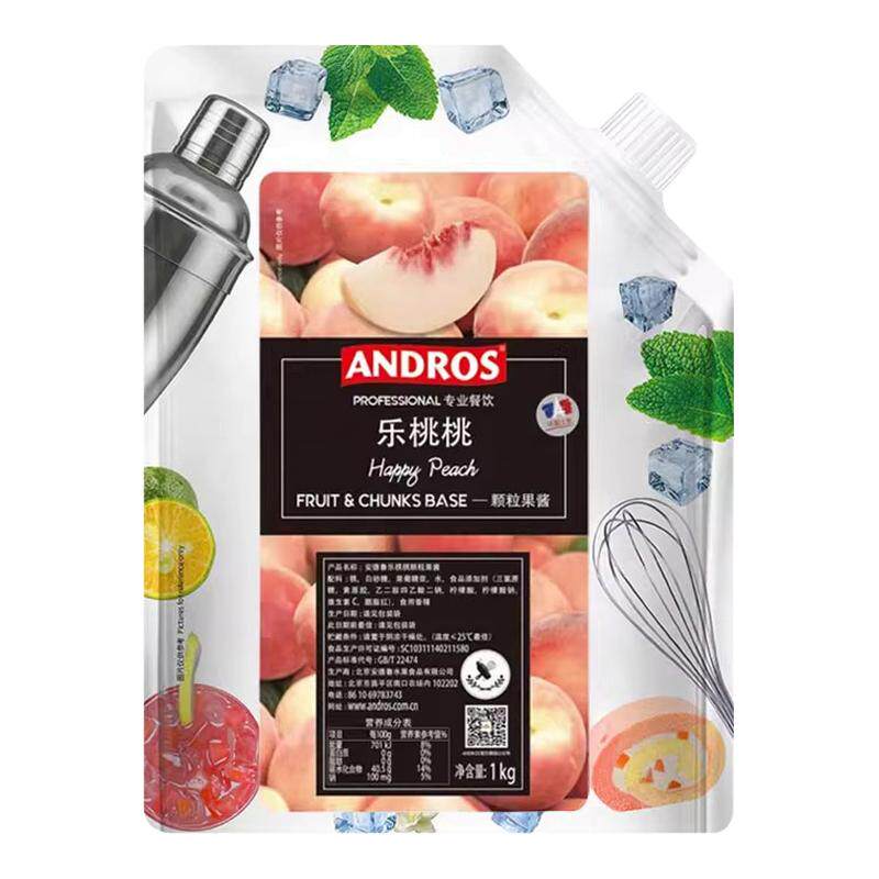 安德鲁乐桃桃颗粒果酱1KG 冲饮果汁刨冰水果茶水蜜桃果粒果泥果酱
