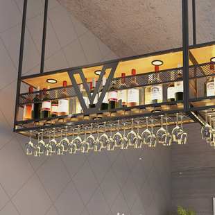 吧台上方吊柜倒挂悬挂式红酒杯架置物架酒柜餐厅工业风铁艺吊杯架
