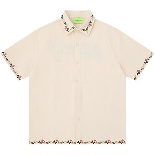 From Mars Floral edge embroidered short-sleeved shirt