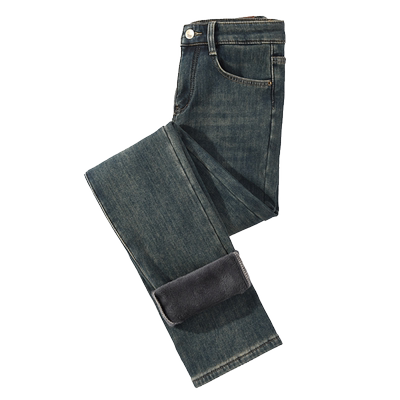 加长版高个子加绒直筒牛仔裤