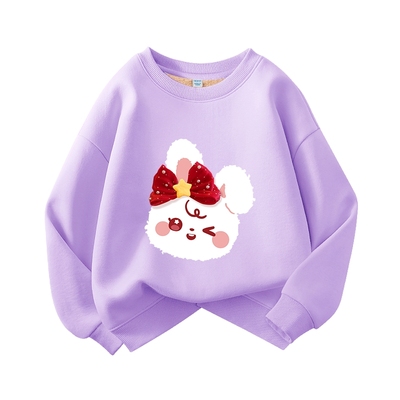 班尼路YBB系列卫衣女童款加绒加厚羊羔绒秋冬新款圆领打底衫女款