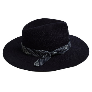 新款出口英国优雅气质藏青帽子女春夏时尚百搭旅游浅顶卷檐软呢帽