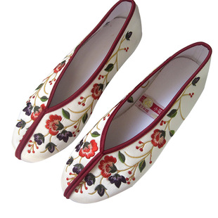 正品小花园福牌绣花鞋小碎花老北京布鞋平底女鞋单鞋旗袍鞋子 932