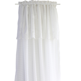 鸢尾乡旅格子白纱带幔玫瑰纱窗纱白纱帘客厅纱帘定制尺寸窗纱窗帘