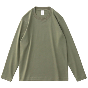 250G双面丝光棉长袖t恤男打底衫纯色圆领体恤高品质柔软秋季上衣