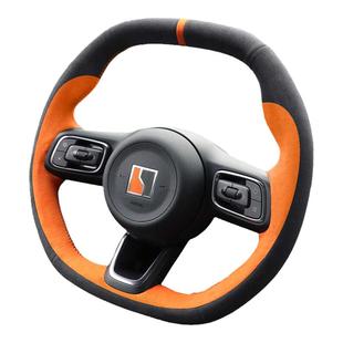 适用25款极氪001/009/7X手缝方向盘套Alcantara翻毛皮把套改装饰