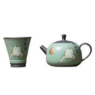 碌心 中式复古萌宠福向钱看一壶一杯 家用茶具办公泡茶壶喝茶品茗