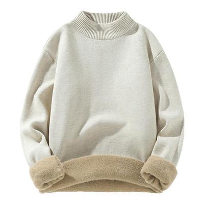 GV真维斯半高领毛衣男冬季加绒加厚男款保暖一体绒宽松针织衫B