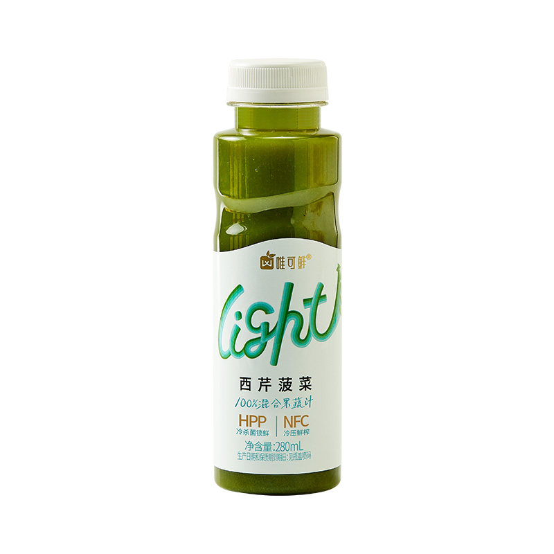 唯可鲜HPP芹菜汁西芹汁羽衣甘蓝果蔬汁蔬菜汁100%鲜榨280ml*6瓶