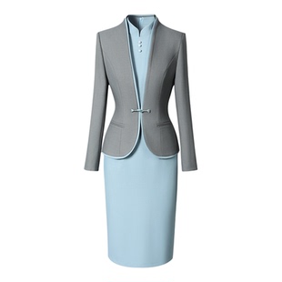 西装外套女新中式国风职业套装裙修身气质时尚高端会所接待工作服