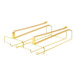 免打孔倒挂红酒杯架金属悬挂高脚橱柜下高端收纳架置物架轻奢架挂