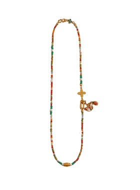 国潮国风彩色天然石项链