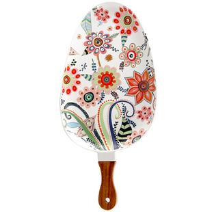 北欧蝶恋花餐具色釉带手柄家用创意水果菜盘子陶瓷西餐盘牛排点心