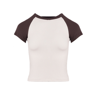 BM上衣短袖t恤女2026新款夏季撞色插肩短袖bm甜辣上衣设计感短袖