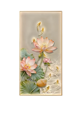 荷花九鱼图LED带灯画入户玄关装饰画走廊过道正对门壁画客厅挂画