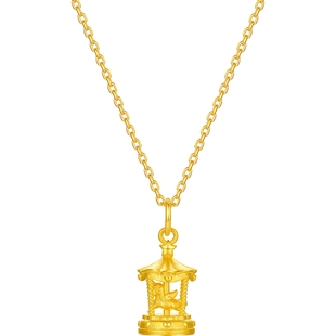 周六福黄金5G计价足金吊坠梦幻欢乐木马挂坠生肖马系列新年礼物