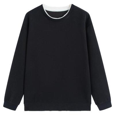 商场同款流石男装假两件圆领卫衣