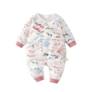 新生儿婴儿衣服秋冬薄棉连体衣52码初生宝宝秋装夹棉女宝a类新款3