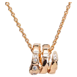 灵蛇蛇形项链女纯银满钻蛇骨吊坠头尾钻纯银18k玫瑰金锁骨链