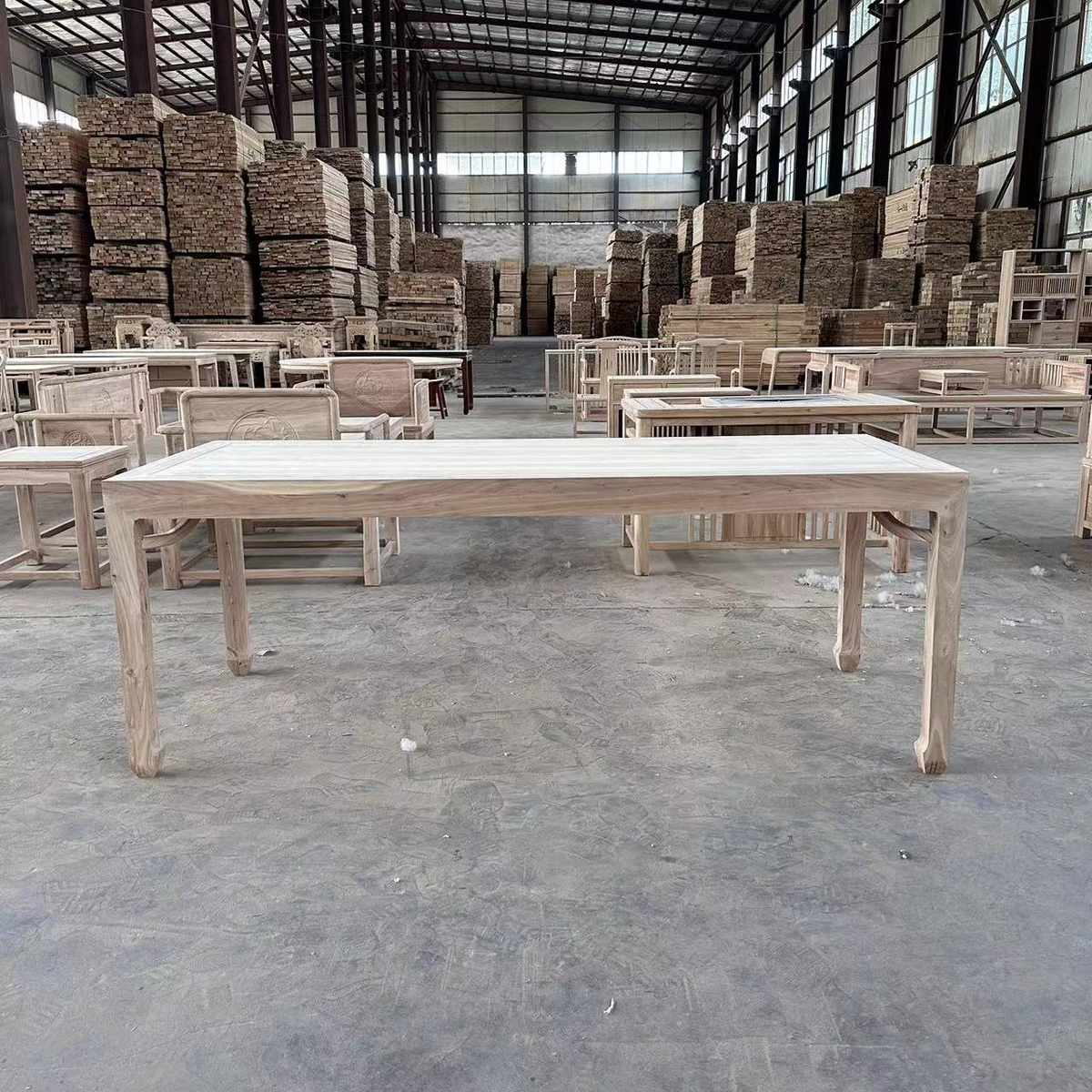 北榆木新中式书桌办公桌写字台实木家用画案餐桌茶台白坯榫卯中式