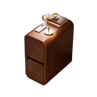 床头柜小型超窄实木中古风家用卧室床边极窄20cm25cm夹缝收纳柜子