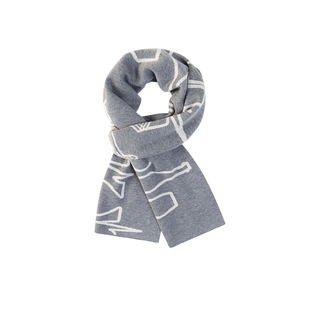 Navigare意大利小帆船灰色保暖围巾男冬季新款休闲百搭提花围脖