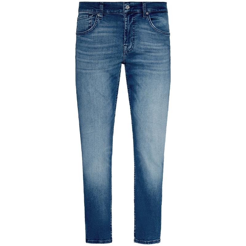 7 For All Mankind男装中腰牛仔裤复古水洗舒适弹力修身长裤SLIM