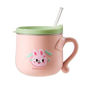 乐扣乐扣宝宝水杯儿童吸管杯牛奶杯子不锈钢家用喝水防摔学饮杯