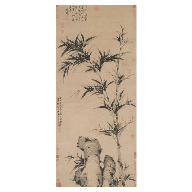 柯九思阁墨竹图轴仿古书法水墨国画复制品客厅书房高清微喷装饰