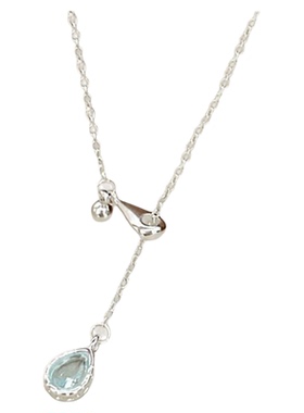 蓝色水滴项链女轻奢小众